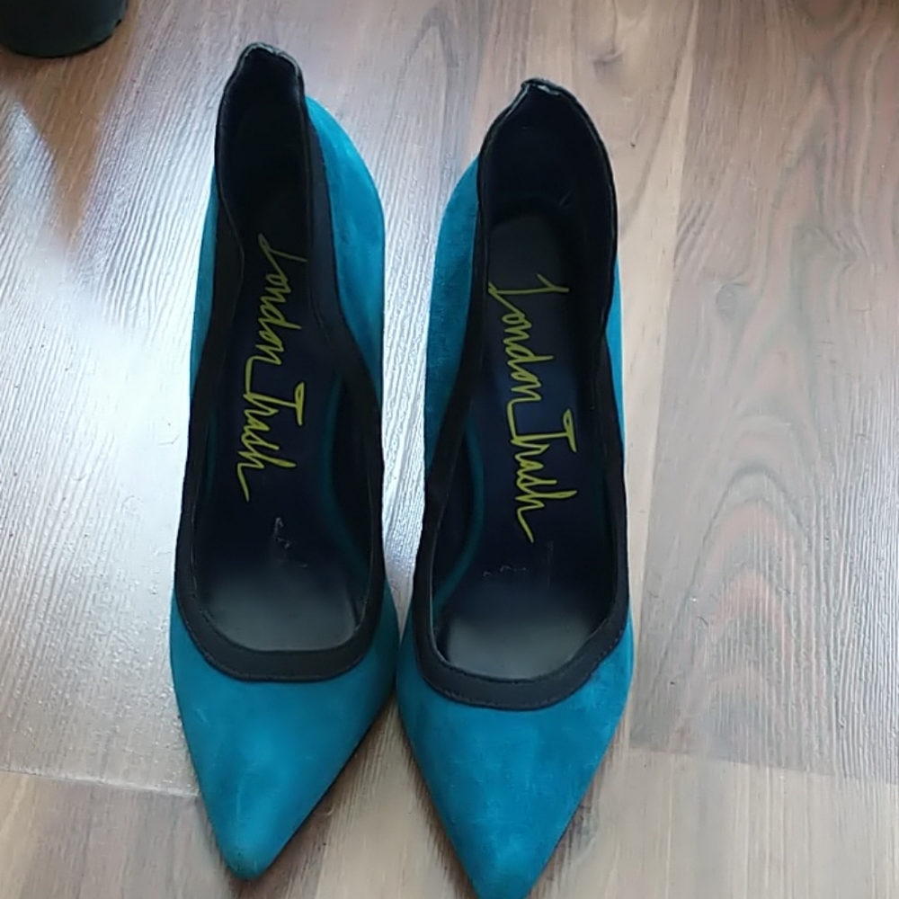 London Trash stiletto, size 7, Dark turquoise